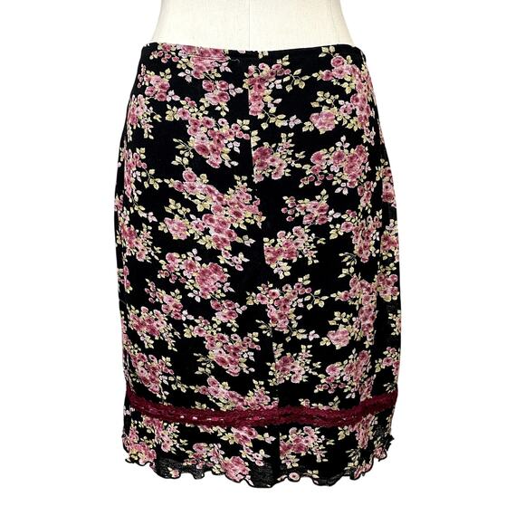 Vintage My Michelle Y2K Floral Rose Lace Grunge Whimsygoth Goth Midi Skirt USA - Picture 4 of 12